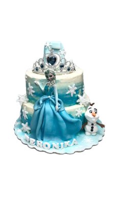 Tort dwupiętrowy Kraina Lodu Elsa i Olaf  do 30 porcji