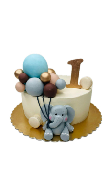 Tort na roczek słonik z balonami