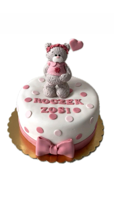 Tort na roczek dla dziewczynki z misiem