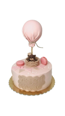Tort na Chrzest dla dziewczynki, balon z misiem